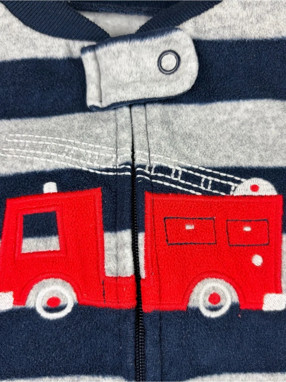 Carter’s Baby Boy Fleece Footed Pajamas 9 Months Fire Truck Zip-Up Sleep & Play